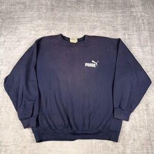 Puma Sweatshirt Mens XL Blue Vintage 90s Embroidered Logo Crewneck Grunge‎